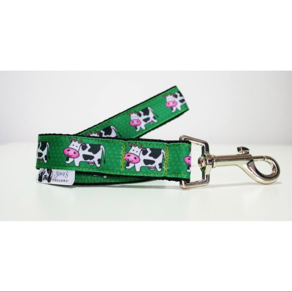 Cow Farmyard Print Dog Lead Leash, 4ft. long, ¾" width
